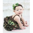 Brown Camouflage Swing Top Brown Bow matching Panties Bloomers SP27
